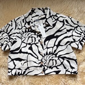 Rachel Zoe Black and White Abstract Button Down Shirt